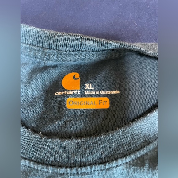 CARHARTT Men's Long Sleeve XL Original Fit T-Shirt Tee Shirt Blue Damaged - Picture 2 of 8
